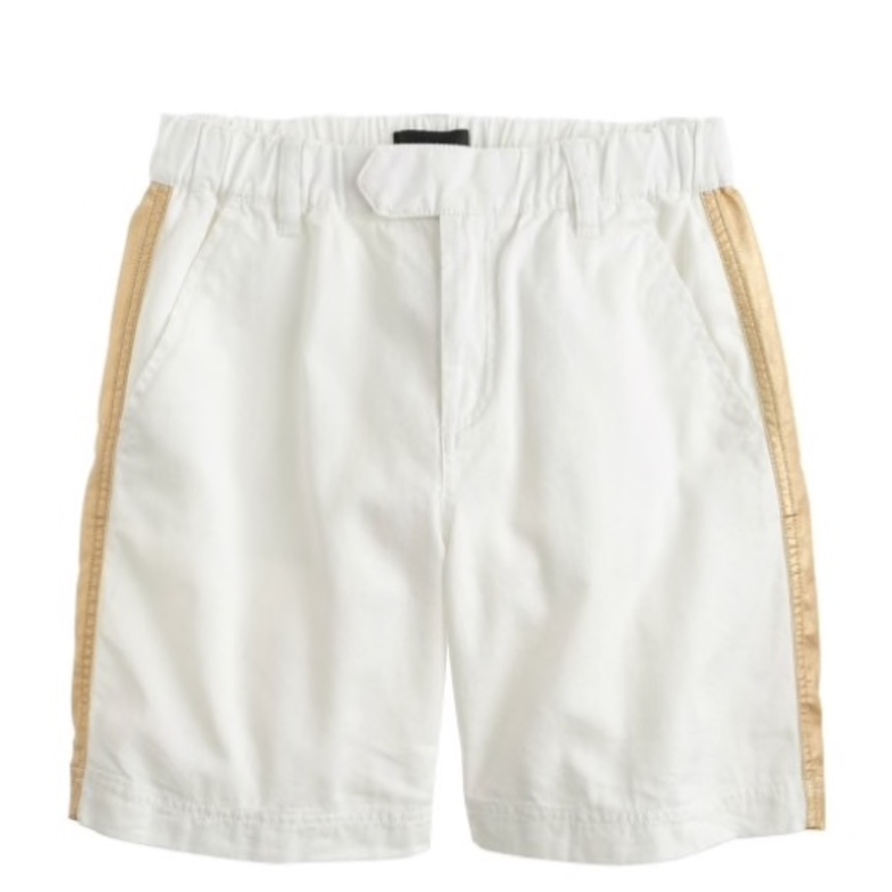 J crew shorts metallic stripe white